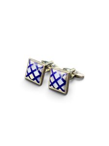 Royal Blue & Silver Lattice Cufflinks