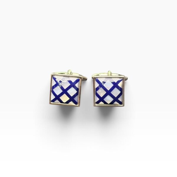 Royal Blue & Silver Lattice Cufflinks