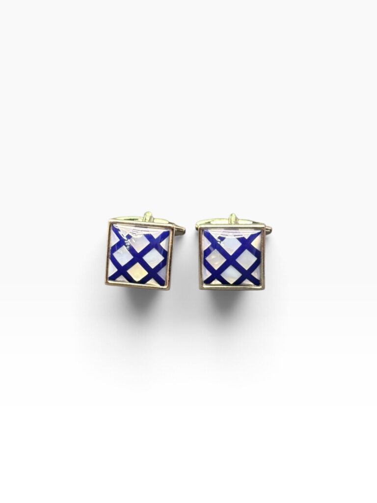 Royal Blue & Silver Lattice Cufflinks