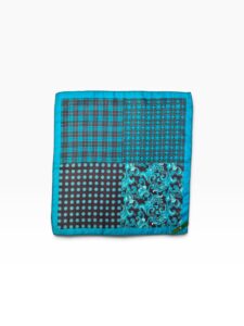 Aqua Blue & Black Pocket Square