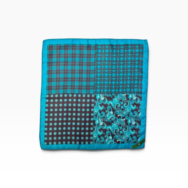 Aqua Blue & Black Pocket Square