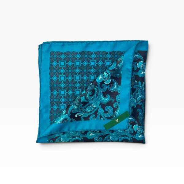 Aqua Blue & Black Pocket Square