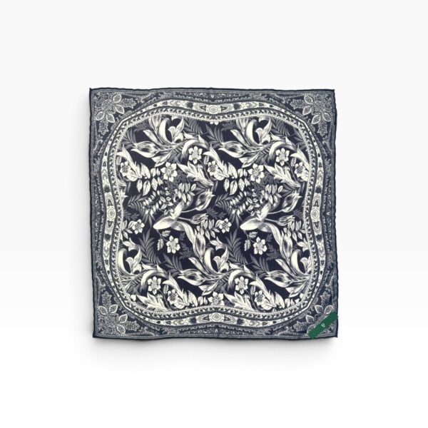 Black, Grey & White Botanical Pocket Square