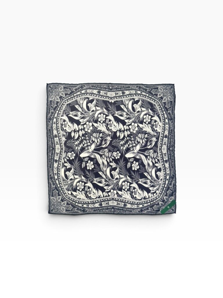 Black, Grey & White Botanical Pocket Square