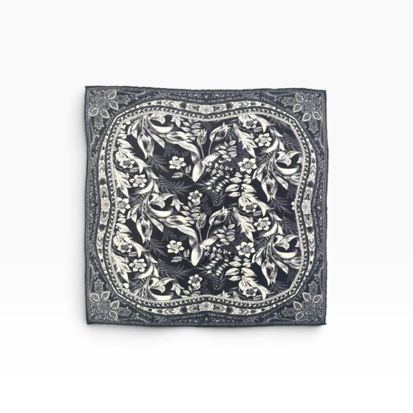 Black, Grey & White Botanical Pocket Square