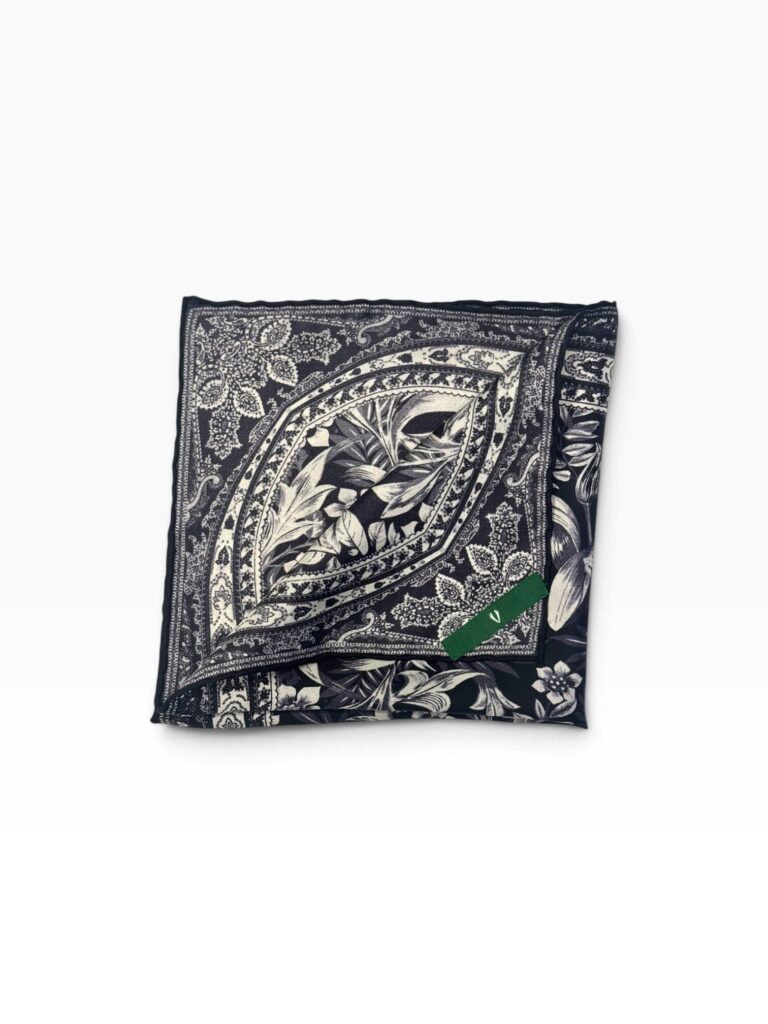Black, Grey & White Botanical Pocket Square