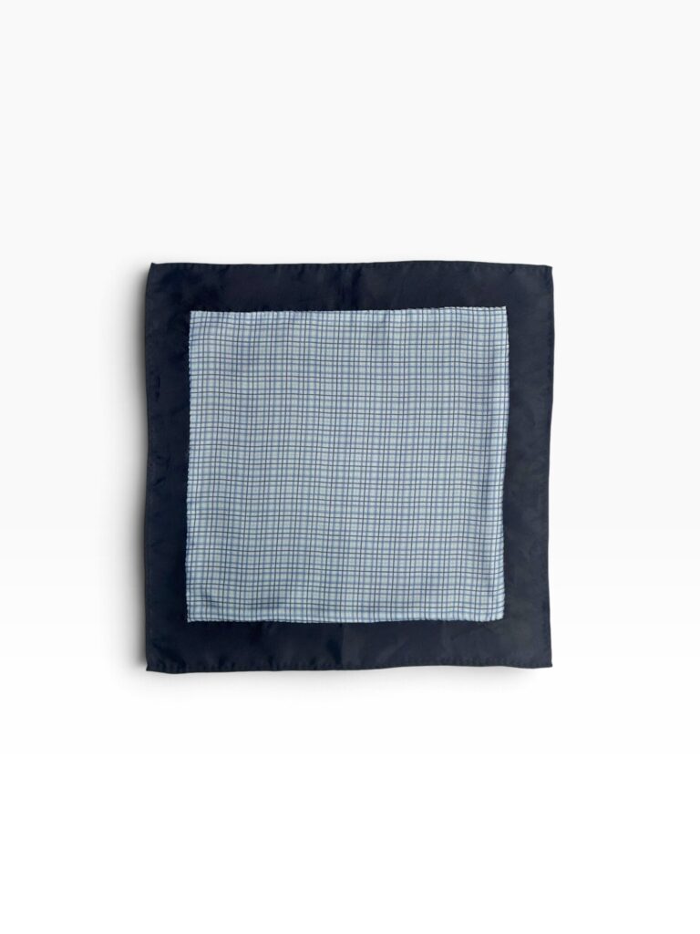 Blue Checkered & Midnight Blue Pocket Square