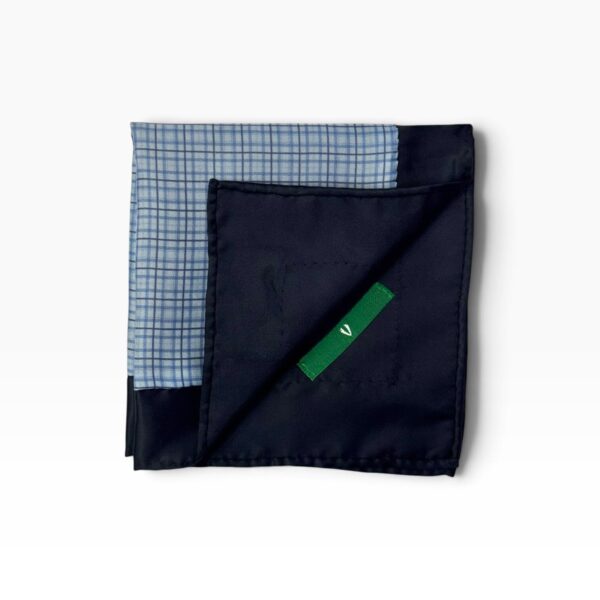 Blue Checkered & Midnight Blue Pocket Square