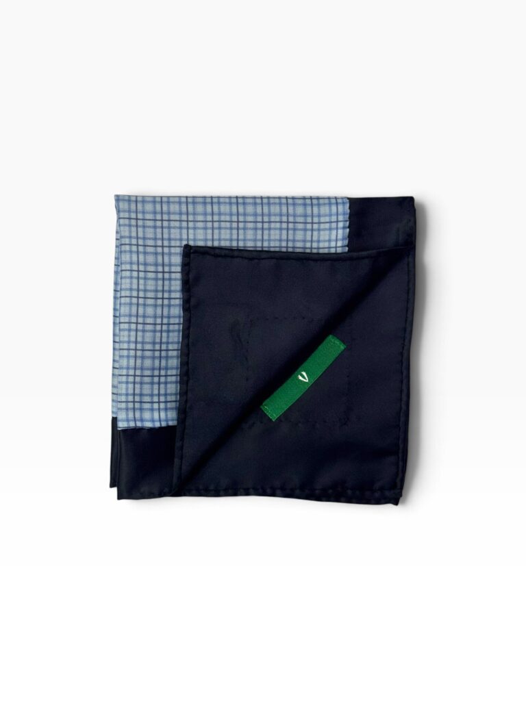 Blue Checkered & Midnight Blue Pocket Square
