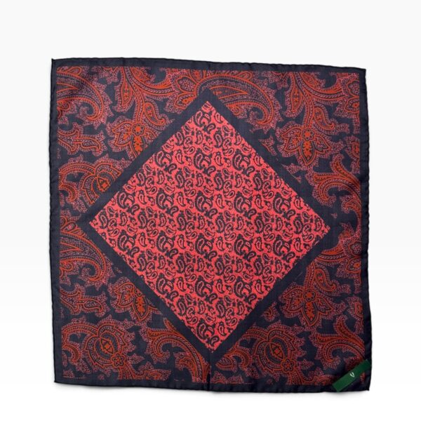 Crimson & Burnt Orange Dual-Paisley Pocket Square