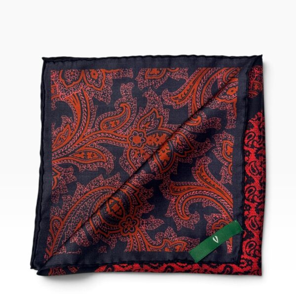 Crimson & Burnt Orange Dual-Paisley Pocket Square