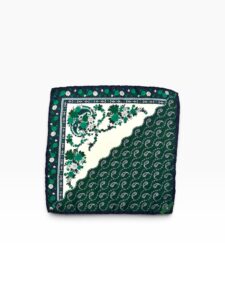 Green & Midnight Blue Paisley Pocket Square