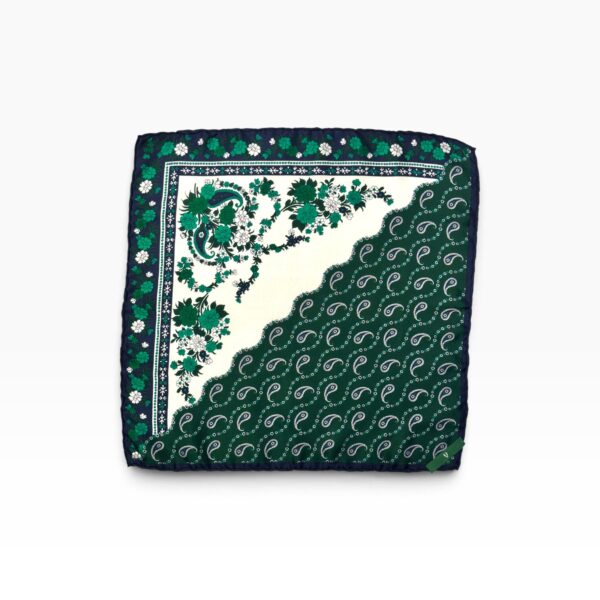 Green & Midnight Blue Paisley Pocket Square