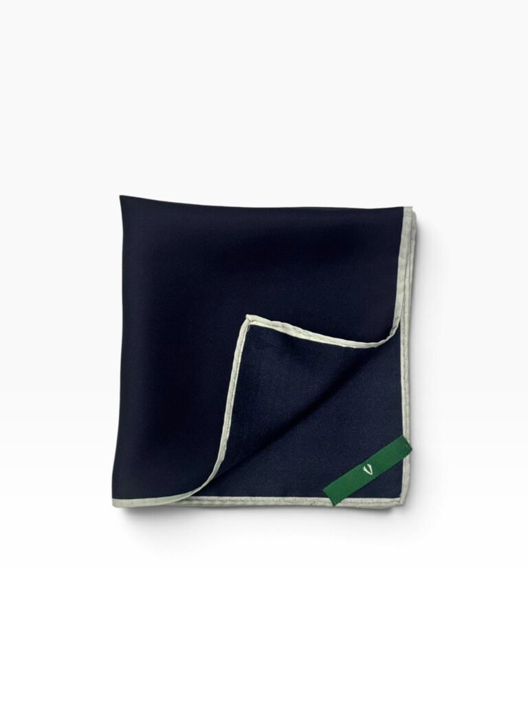 Navy Blue & Silver Grey Pocket Square