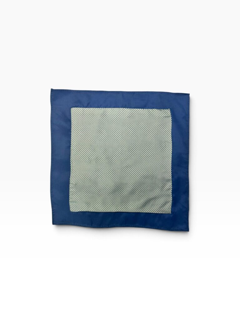 Silver Grey & Navy Pocket Square