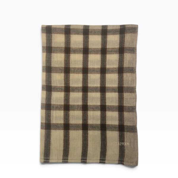 Oatmeal & Chestnut Brown Baby Cashmere Check Scarf