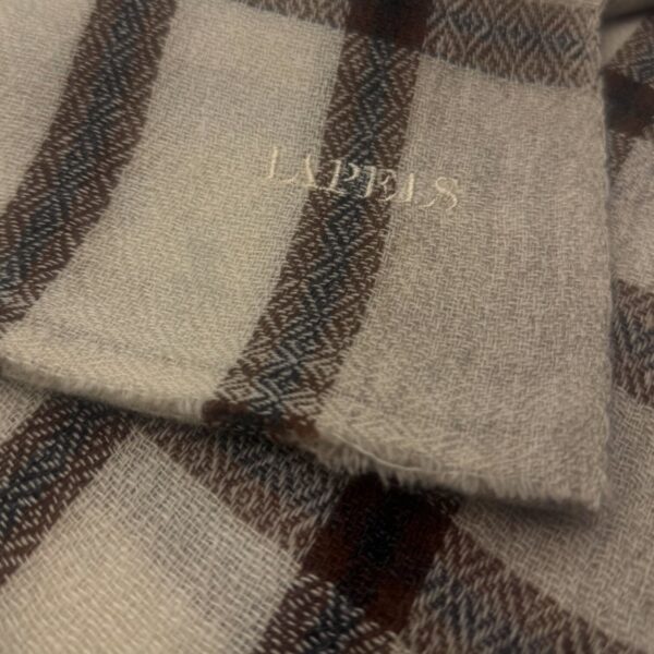 Oatmeal & Chestnut Brown Baby Cashmere Check Scarf