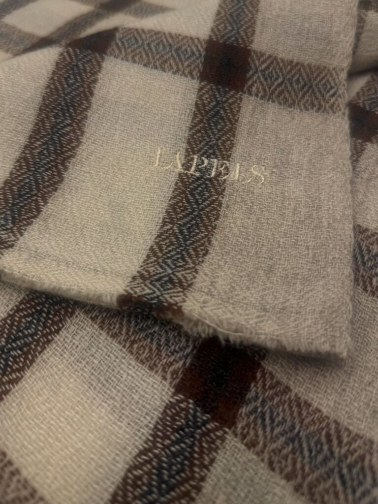 Oatmeal & Chestnut Brown Baby Cashmere Check Scarf