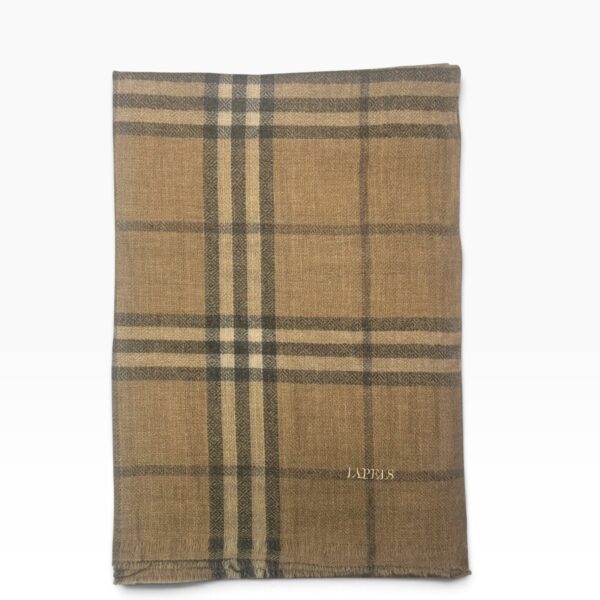 Beige & Charcoal Grey Cashmere Heritage Plaid Scarf