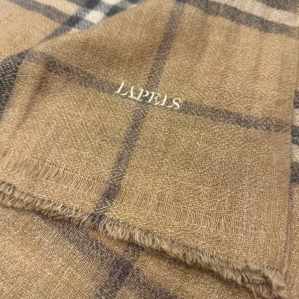 Beige & Charcoal Grey Cashmere Heritage Plaid Scarf