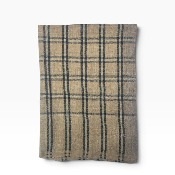 Oatmeal Beige & Charcoal Baby Cashmere Scarf
