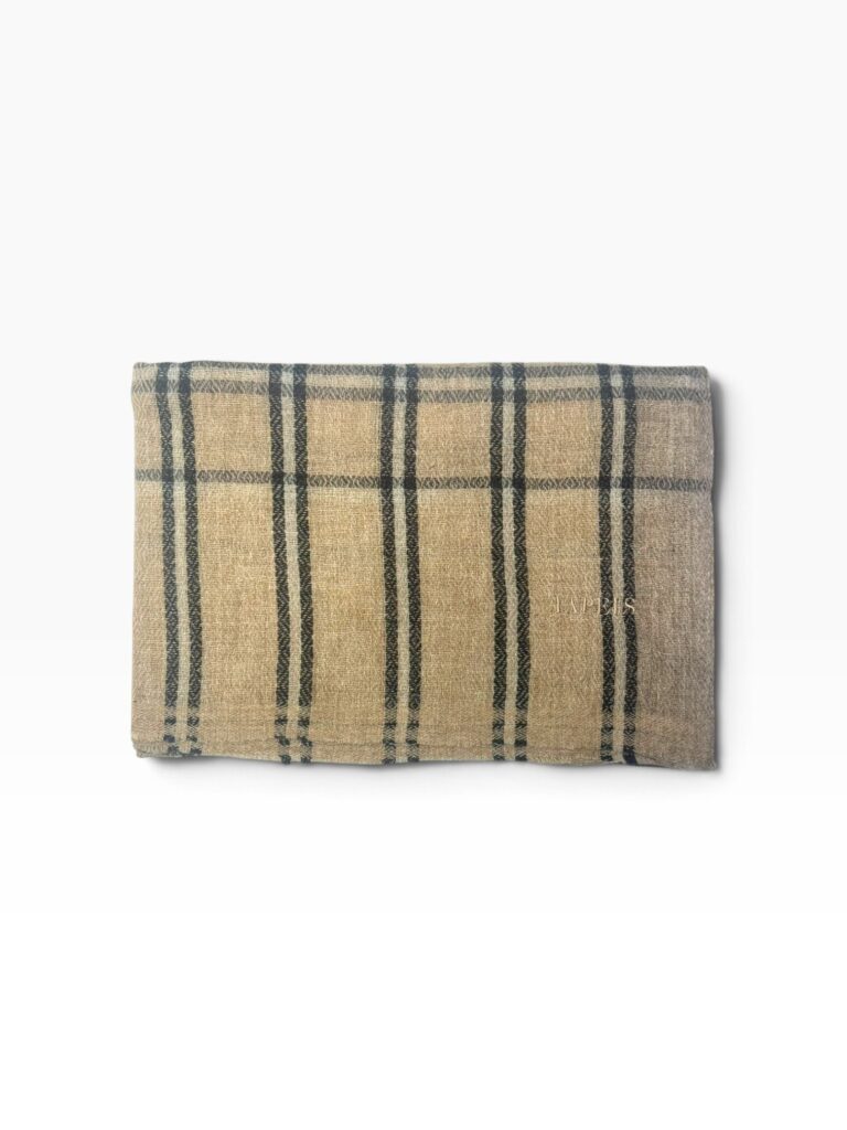 Oatmeal Beige & Charcoal Baby Cashmere Scarf