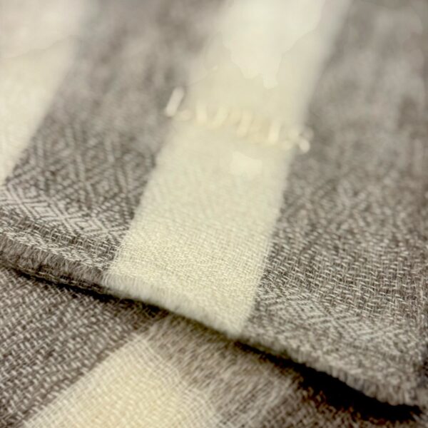 Ivory & Taupe Brown Cashmere Buffalo Check Scarf