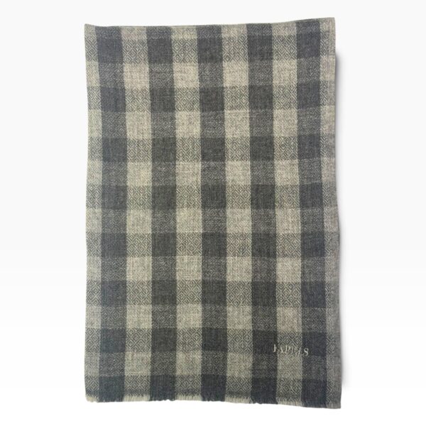 Slate Grey Baby Cashmere Buffalo Check Scarf