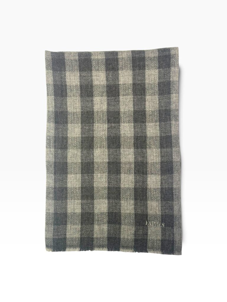 Slate Grey Baby Cashmere Buffalo Check Scarf
