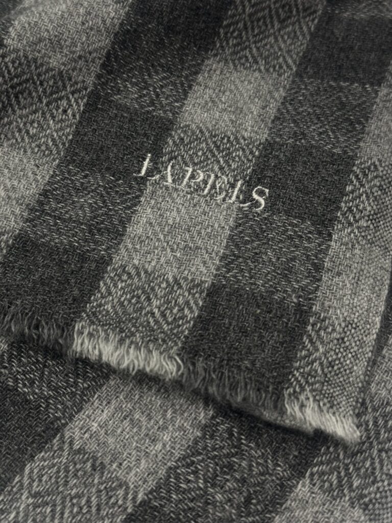 Slate Grey Baby Cashmere Buffalo Check Scarf