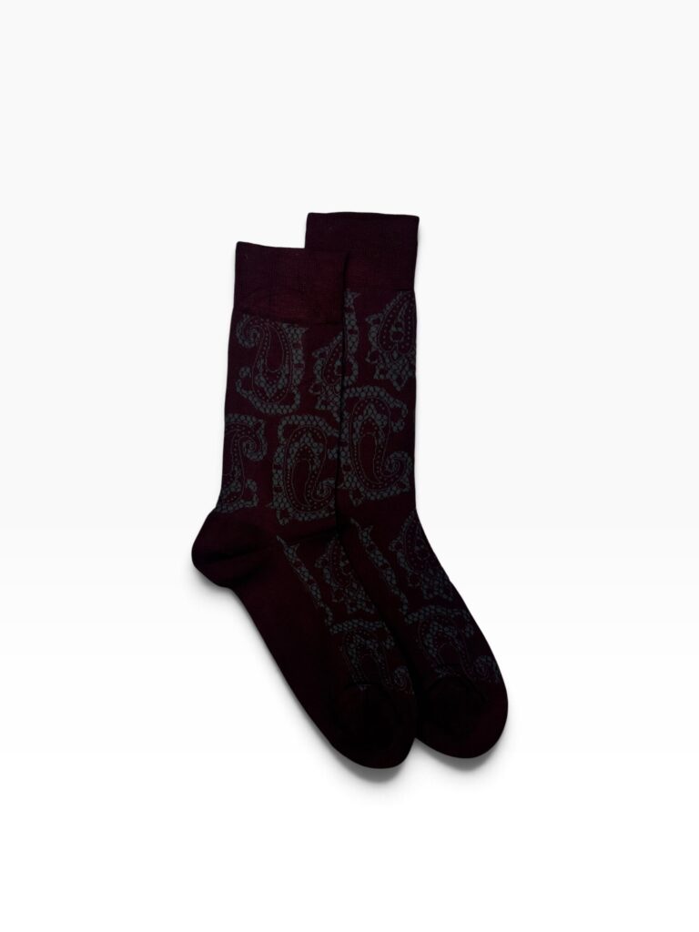 Burgundy Paisley Bamboo Socks