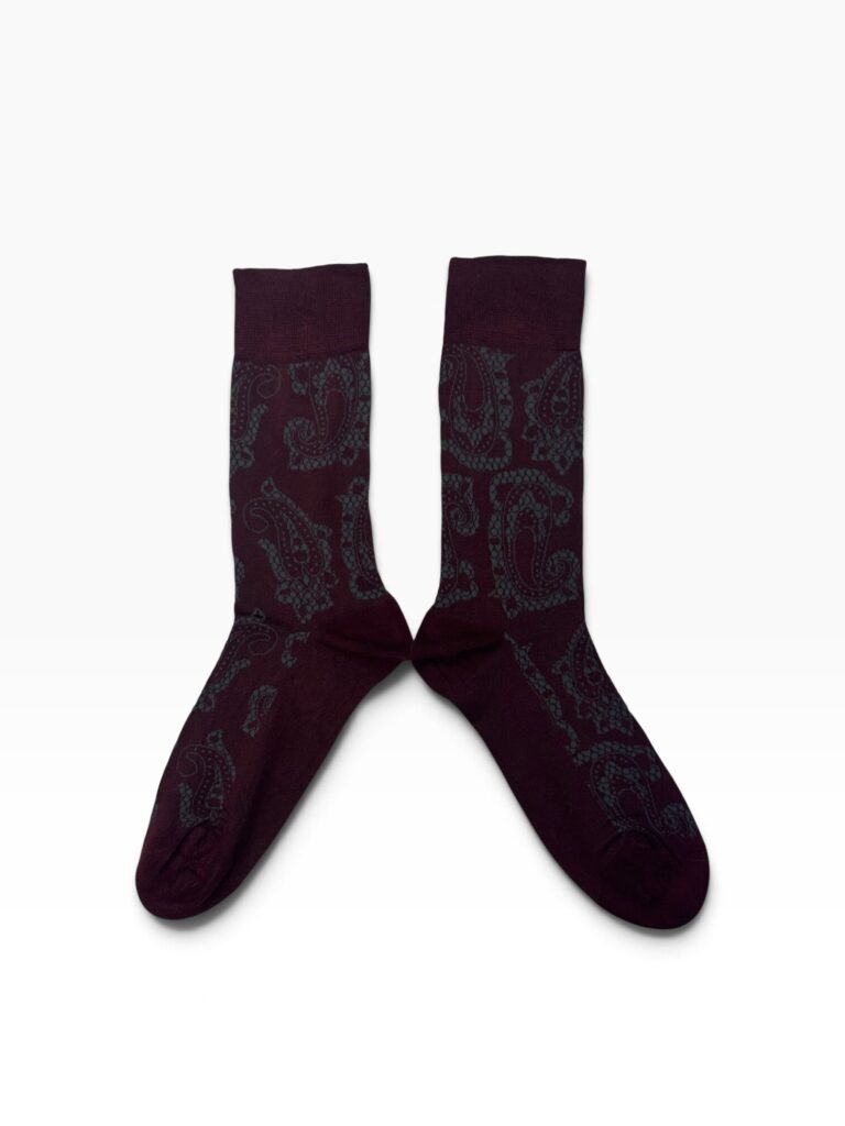 Burgundy Paisley Bamboo Socks