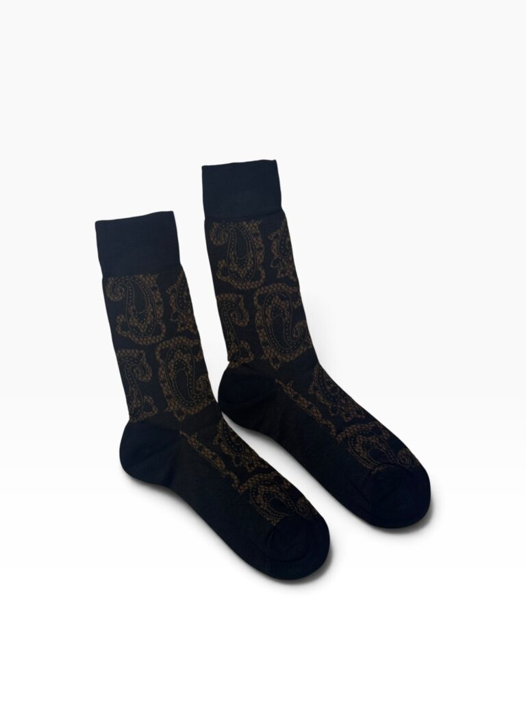 Black & Bronze Paisley Bamboo Socks