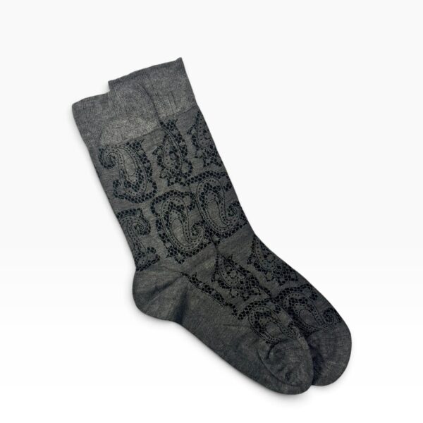 Grey & Black Paisley Bamboo Socks