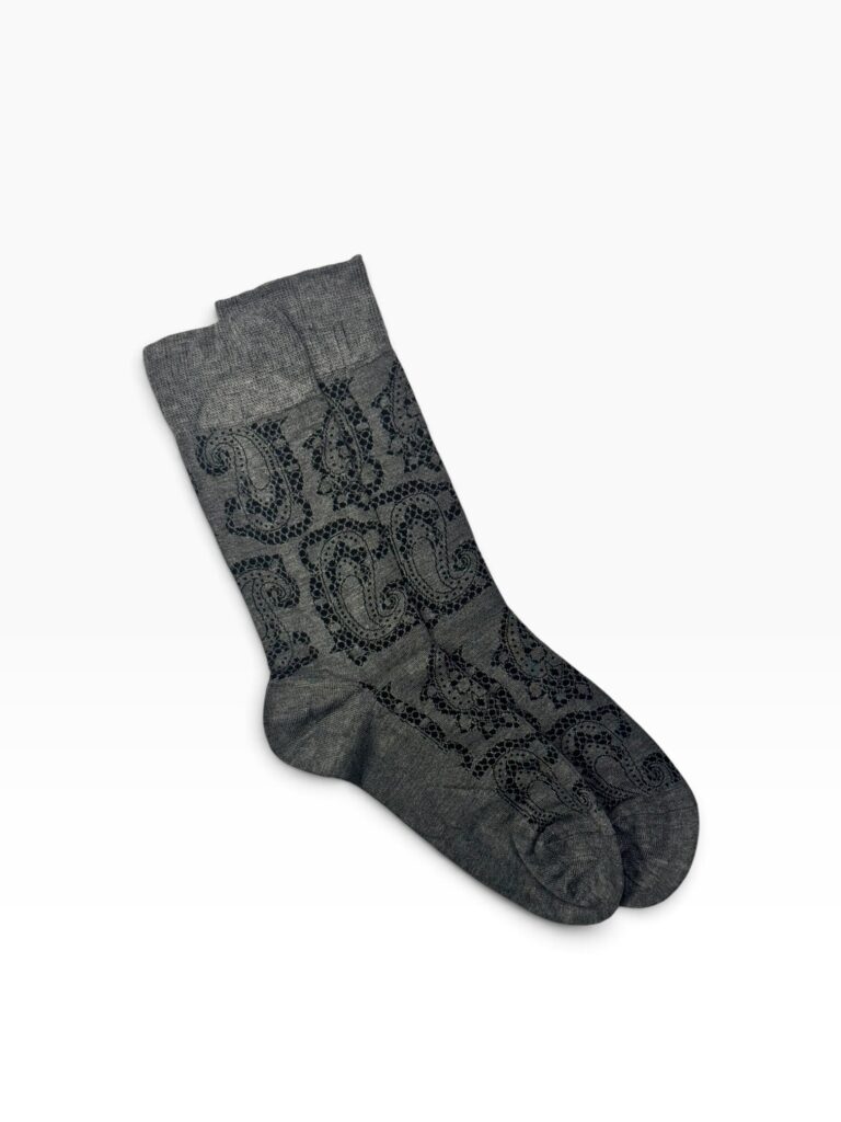 Grey & Black Paisley Bamboo Socks