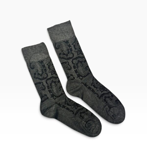 Grey & Black Paisley Bamboo Socks