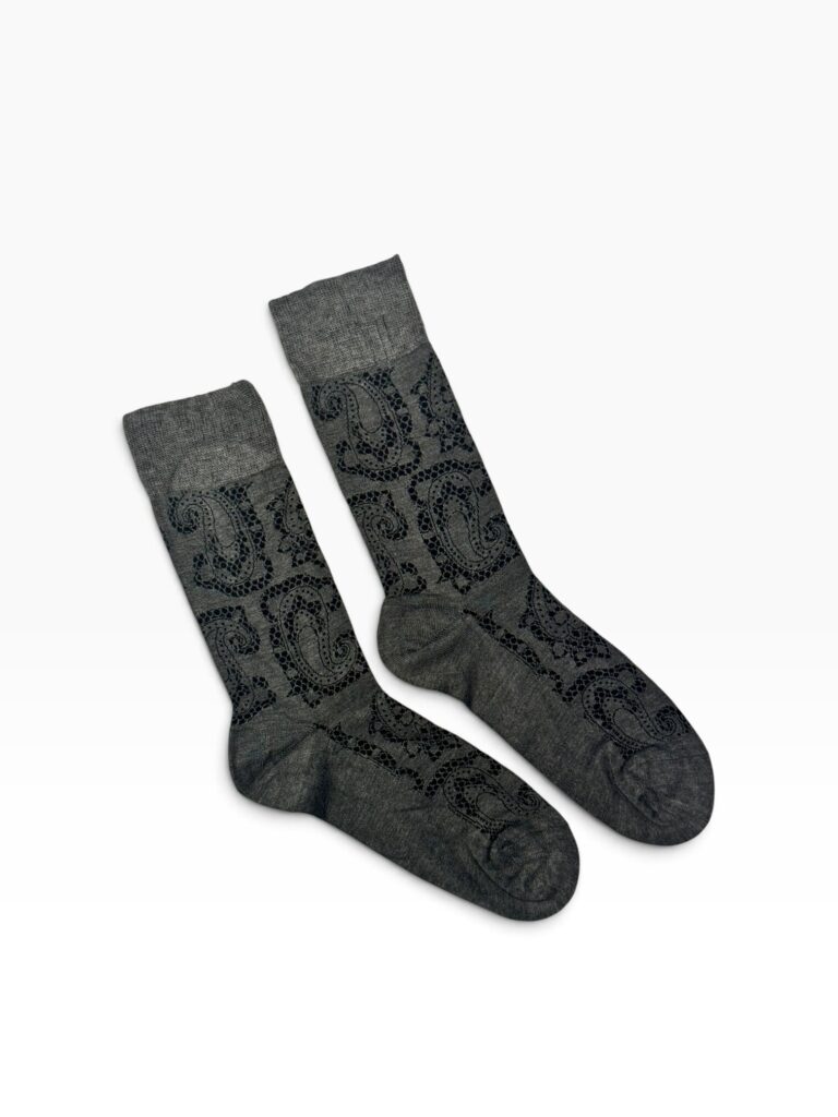 Grey & Black Paisley Bamboo Socks