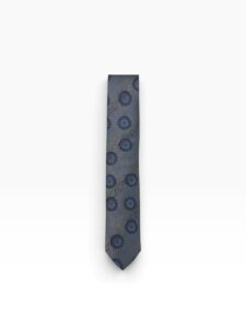 Soft Grey & Blue Chrysanthemum Tie