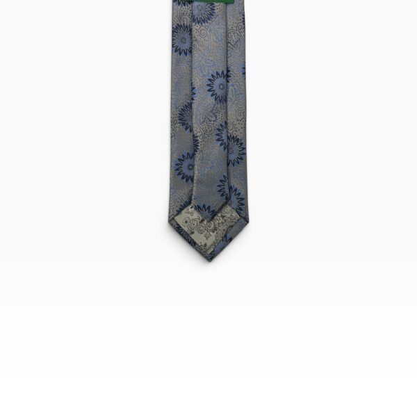 Soft Grey & Blue Chrysanthemum Tie