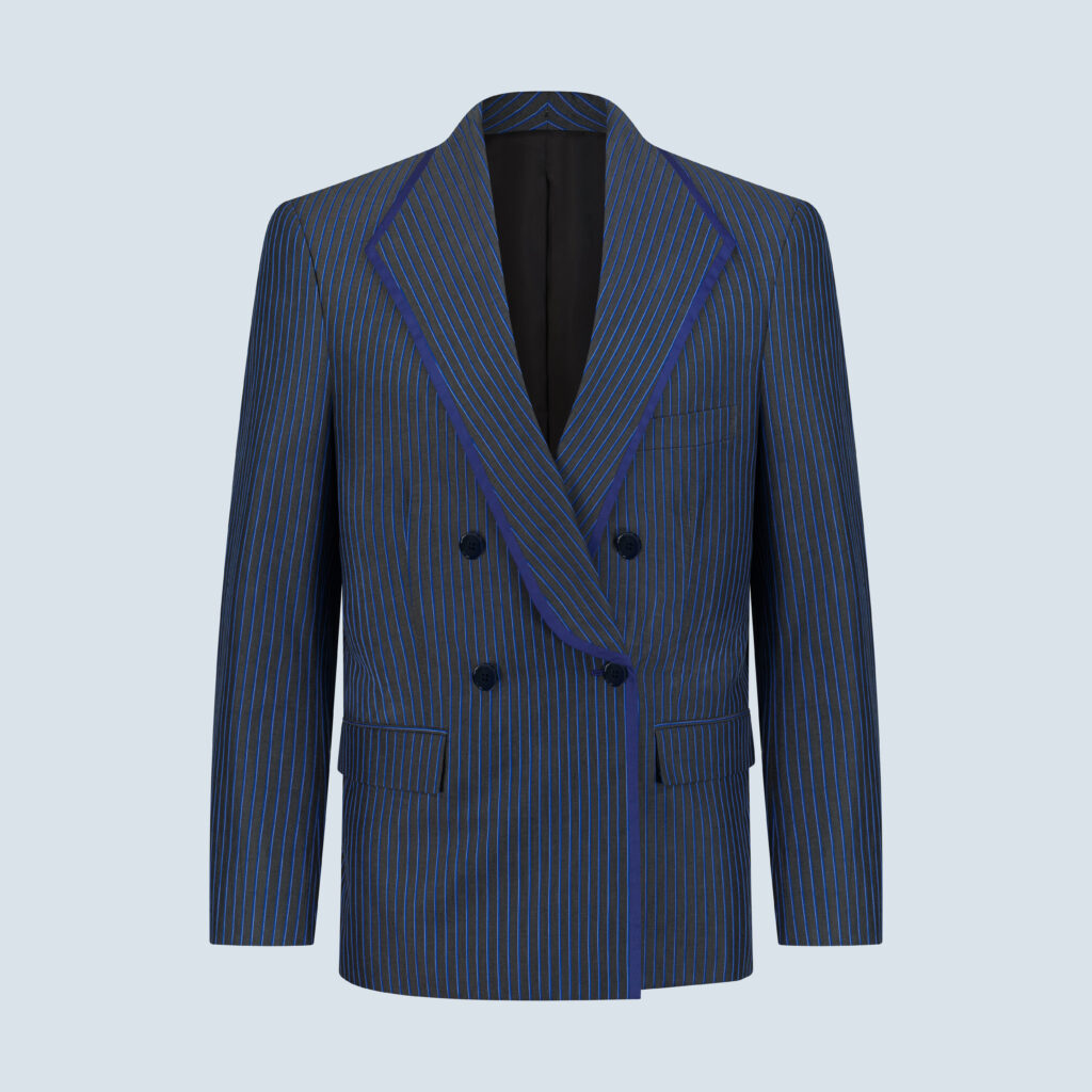 Grey and Blue Striped Blazer