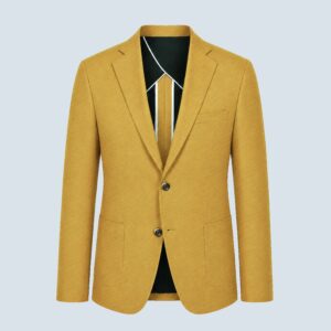 Mackenna Mustard Single-Breasted Linen Blazer