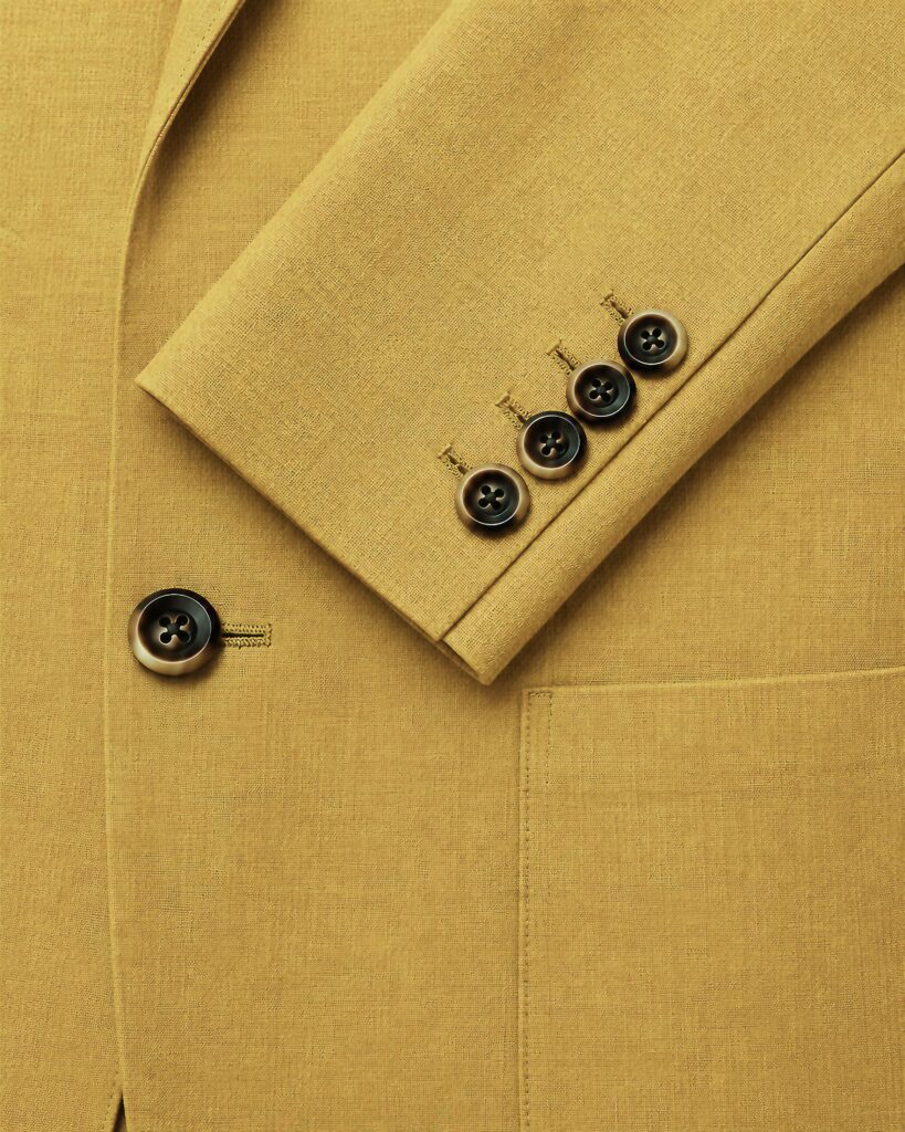 Mackenna Mustard Single-Breasted Linen Blazer