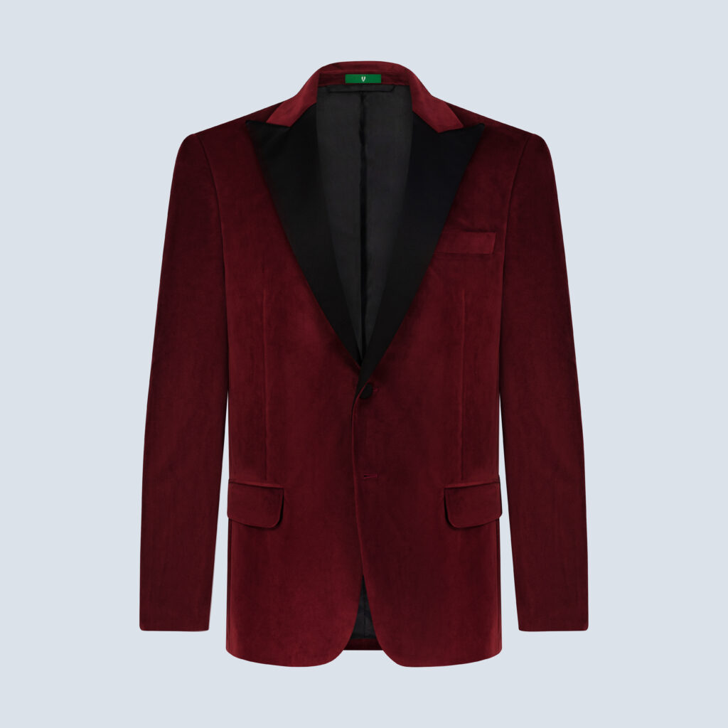 Dark Red Velvet Smoking Jacket