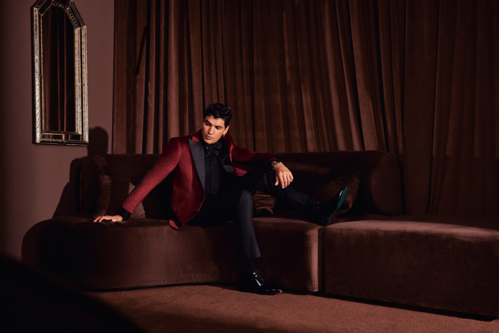 Dark Red Velvet Smoking Jacket