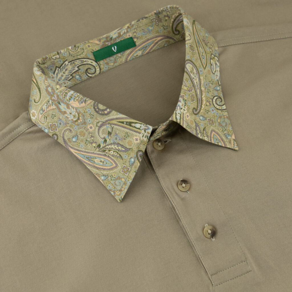 Kraft Brown Paisley Collar Golf Shirt