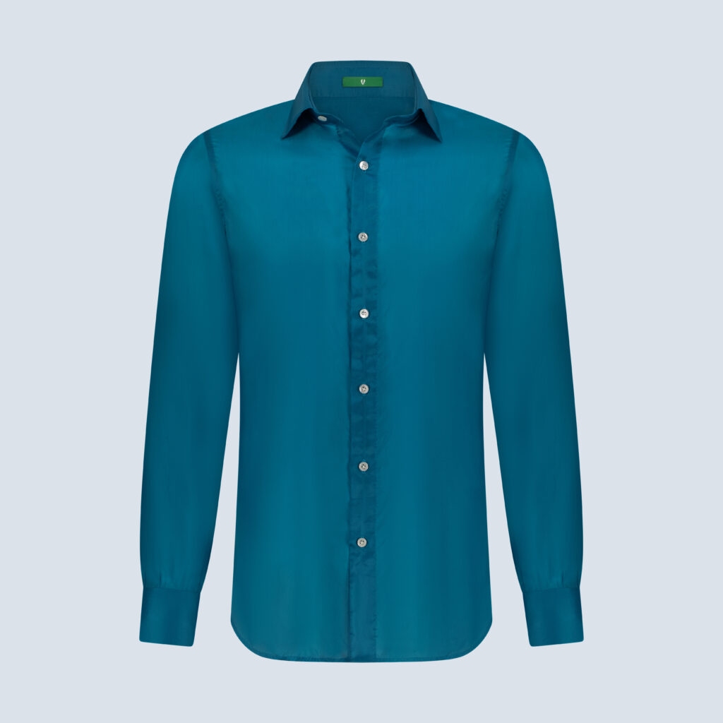 Aqua Blue Silk Shirt