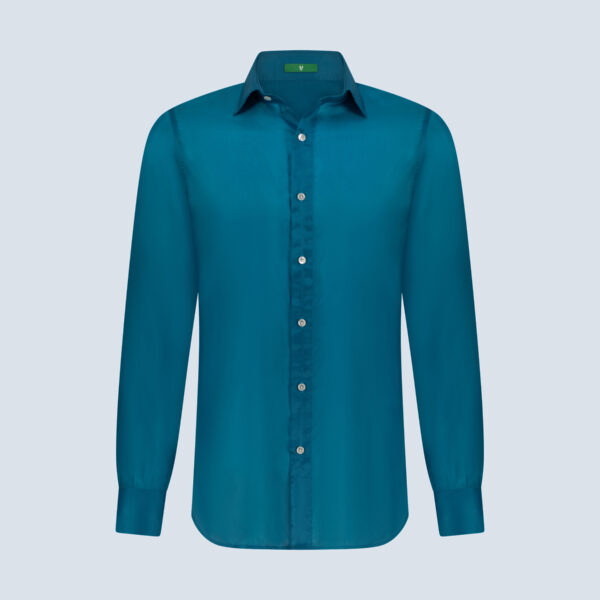 Aqua Blue Silk Shirt
