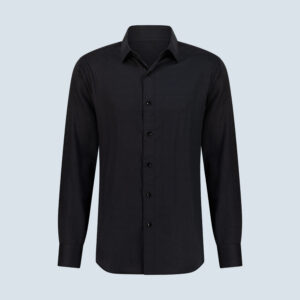 Black Cotton-Silk Casual Shirt