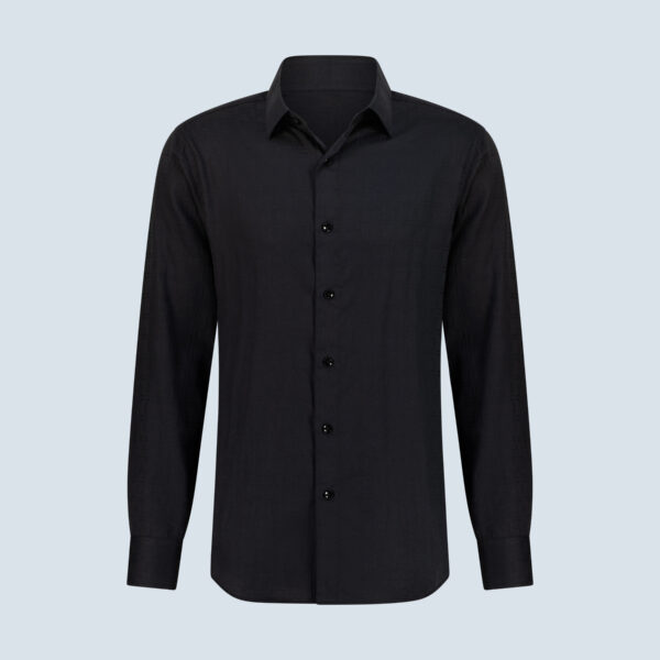 Black Cotton-Silk Casual Shirt