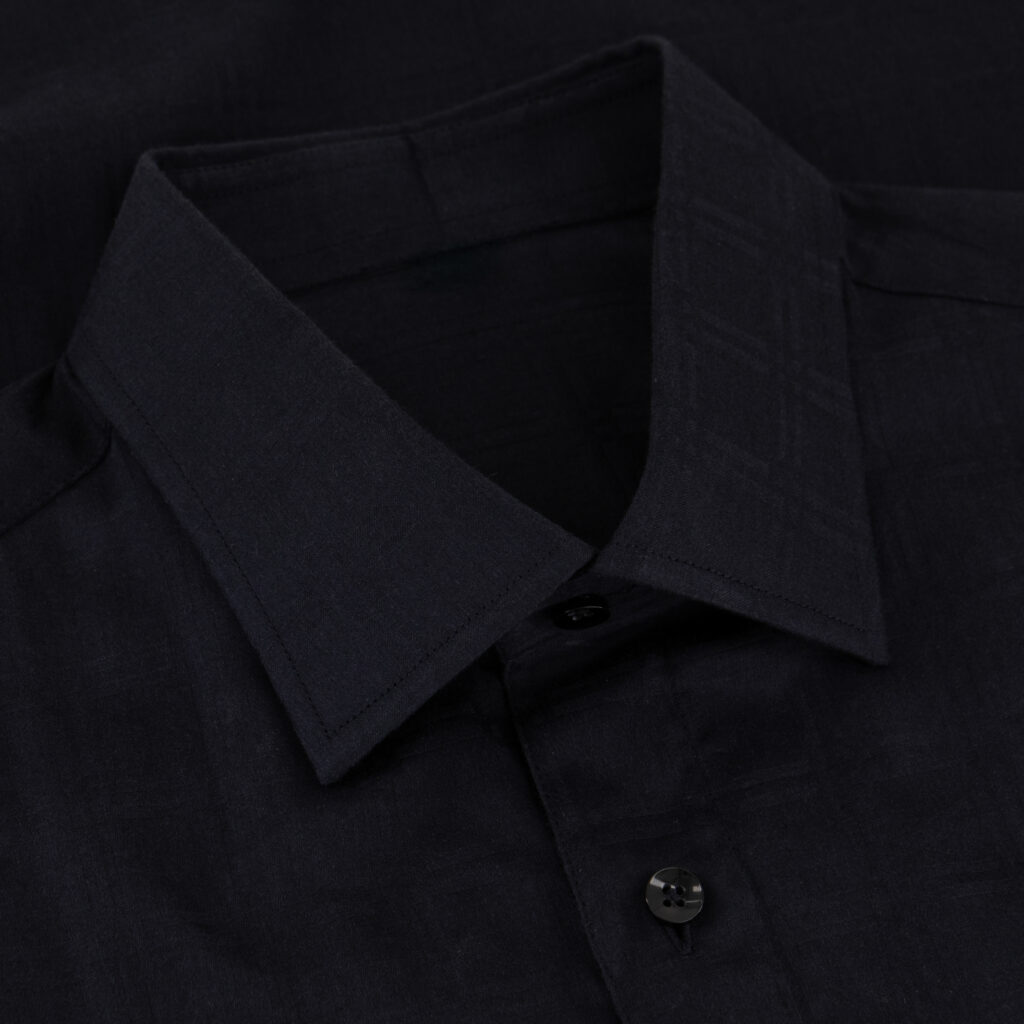 Black Cotton-Silk Casual Shirt